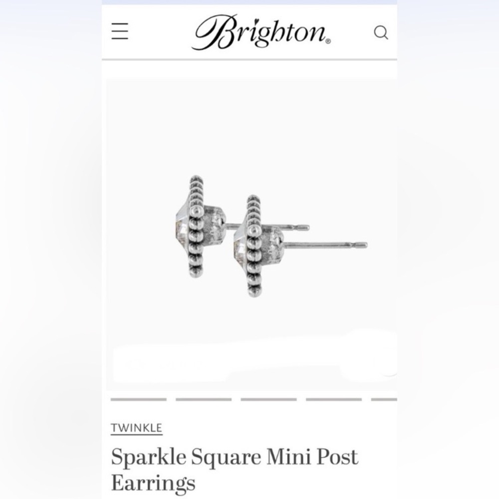 Brighton Silver Sparkle Square Earrings. New with tags, and gift bag. - Picture 3 of 8